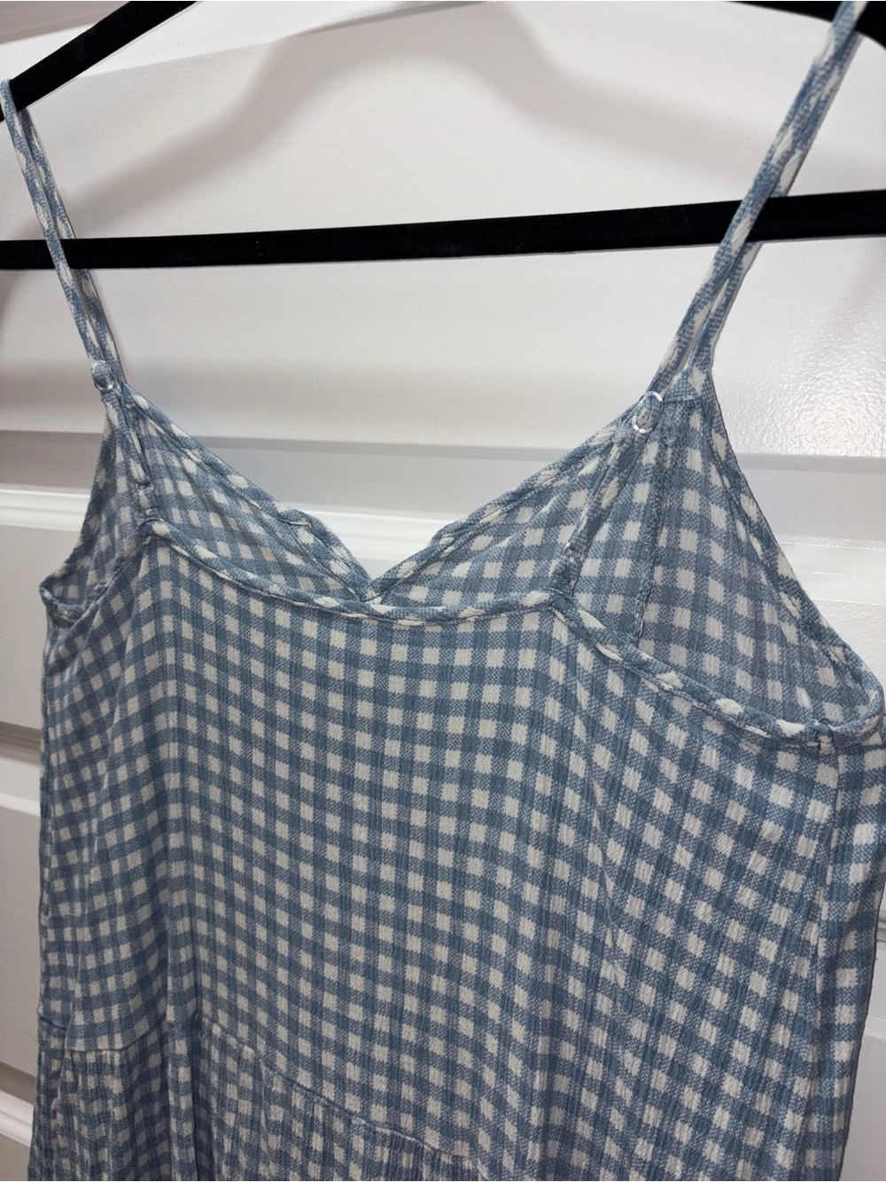Blue Gingham Spaghetti Strap Sundress French Grey Large - Picture 4 of 6
